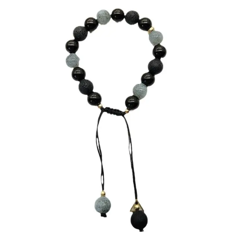 Stone bead woven bracelet, a niche design with a high-end feel, drawstring, volcanic stone bead string bracelet