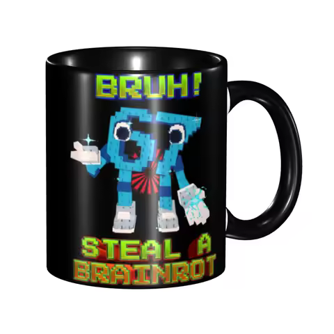 Bruh 67 Six Seven 6-7 Funny Brainrot Meme Coffee Cup Kawaii Mugs Gift For Women Men