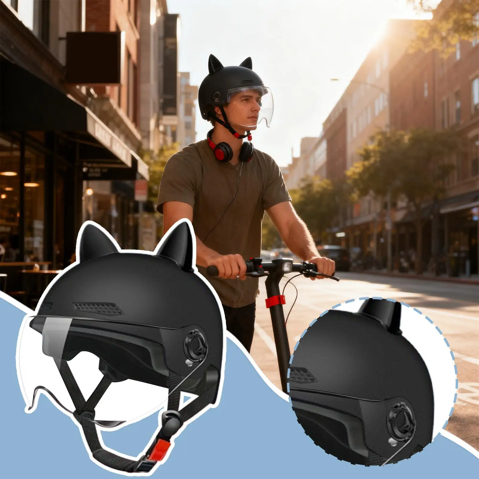 

Electric Scooter Helmet Adjustable Riding Accessories Commuting Helmet with Visor for Men Women Riding Biking Cycling Motorcycle