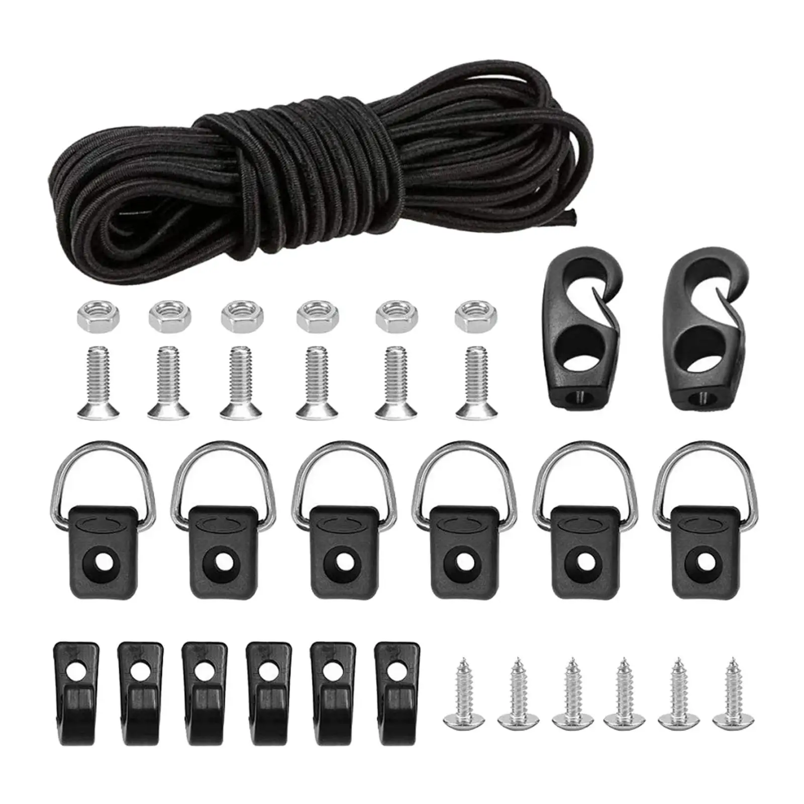 Kayak Deck Rigging Kit Bungee Cord with Ends 304 Stainless Steel Screws with Nuts for Kayak Fishing Canoe Camping Accessories