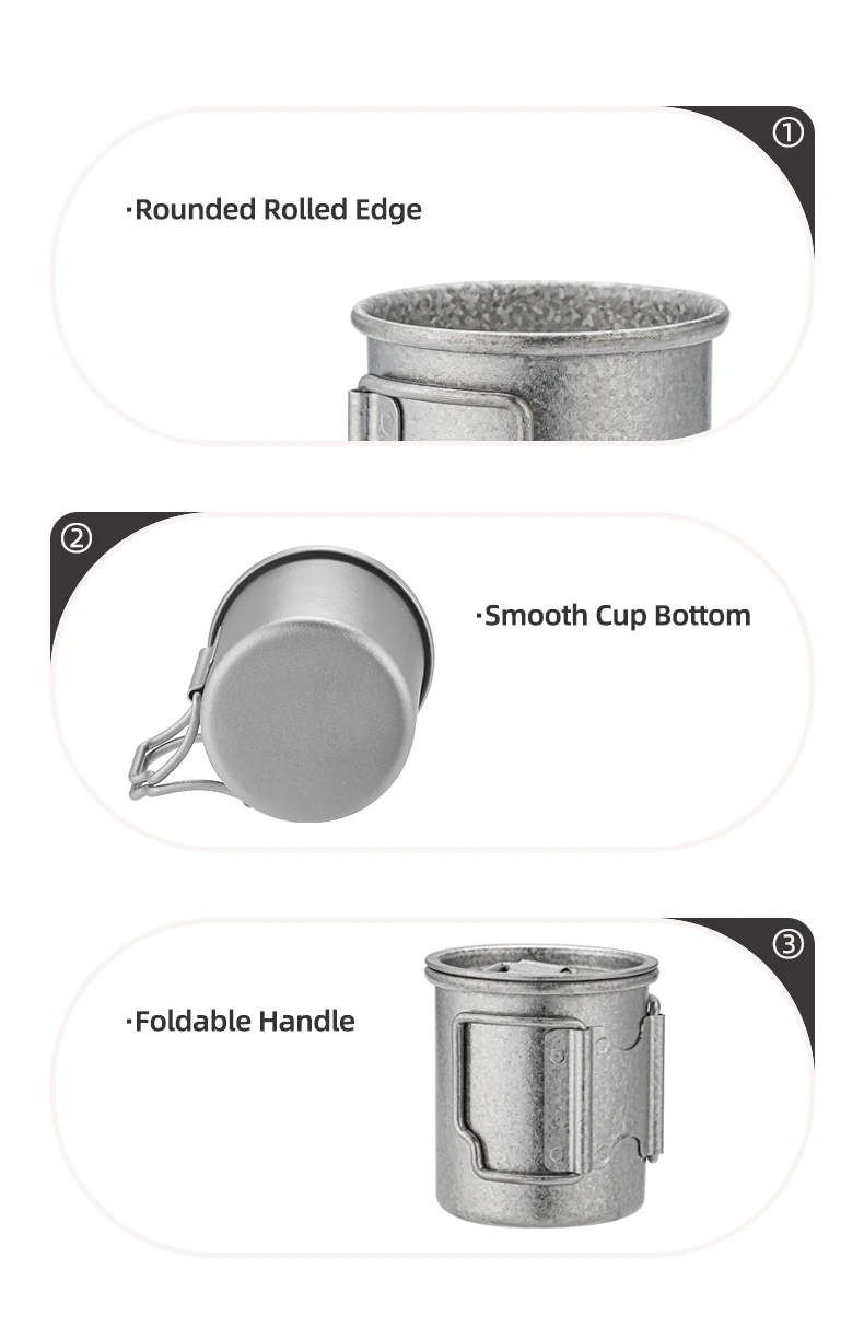 Tiartisan 50ml Reiner Titan Mini-Teetasse Outdoor Camping Taschen-Espressotasse mit Klappgriff Sake-Tasse – Detail 9