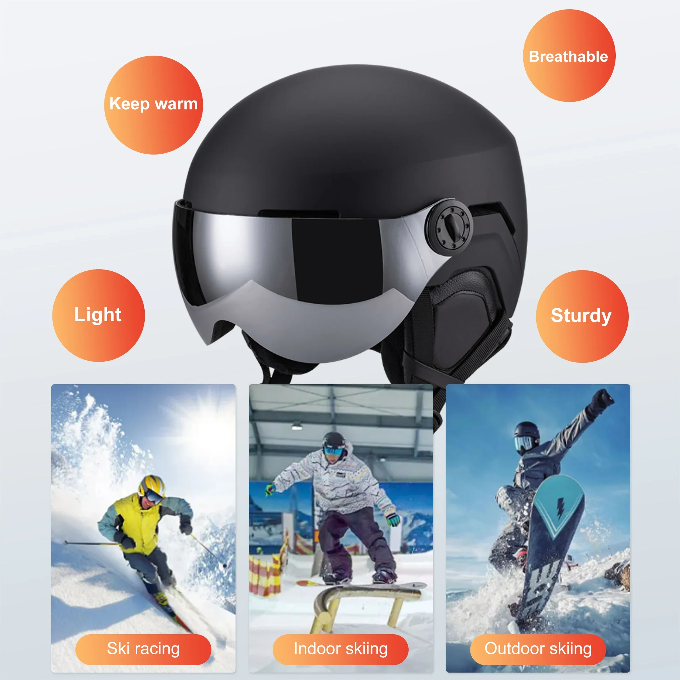 Seeker Adult Ski Helmet Men's and Women's Winter Outdoor Ski Helmet Children's Snowboard Sports Helmets with Mask Ski Equipment