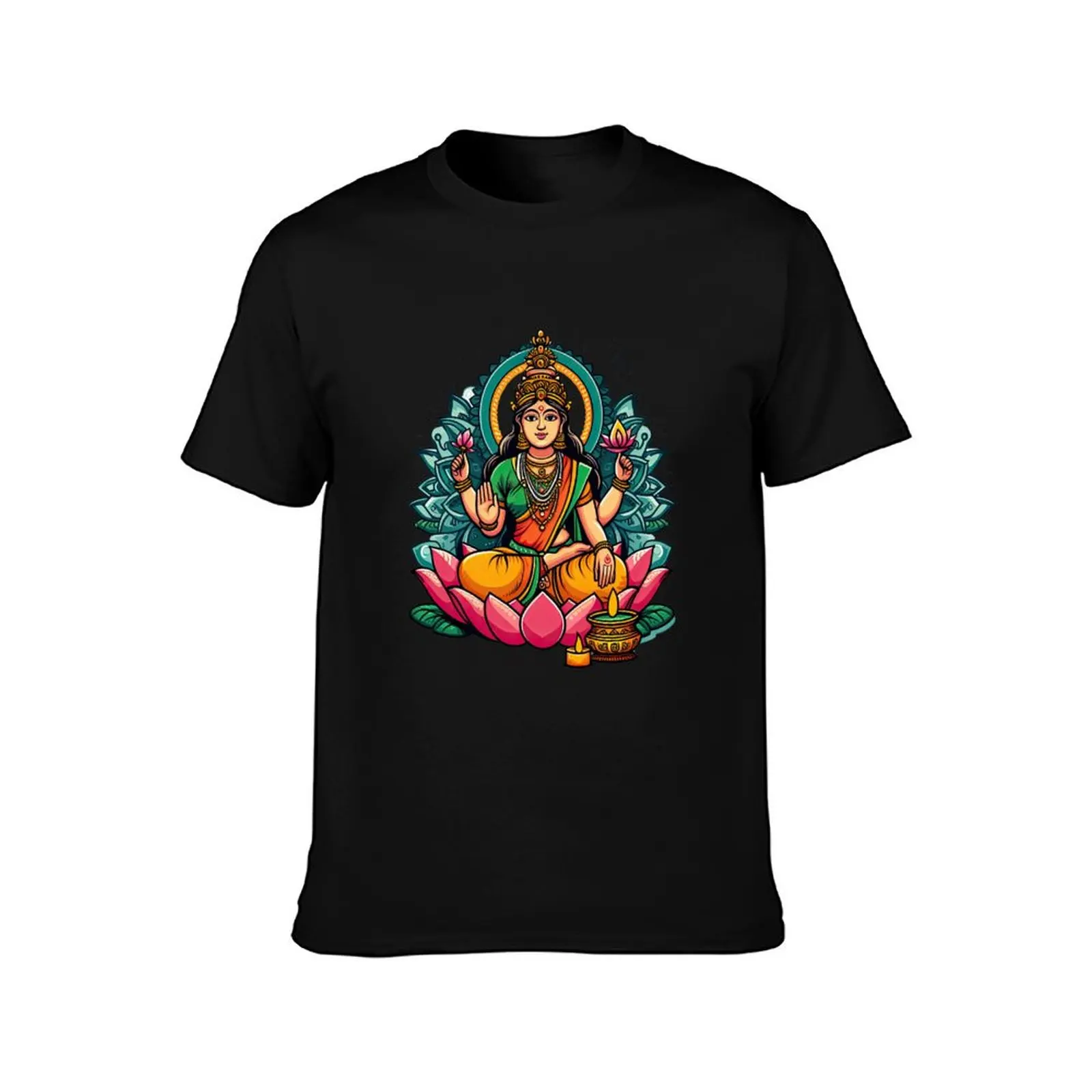 Goddess Laxmi on Lotus T-Shirt man t shirt quick drying custom t-shirts blacks mens t shirt