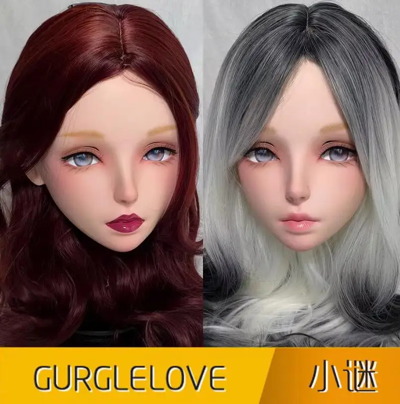 

(MI)Female Sweet Girl Resin Half Head Kigurumi BJD Eyes Crossdress Cosplay Japanese Anime Role Lolita Mask With Eyes And Wig