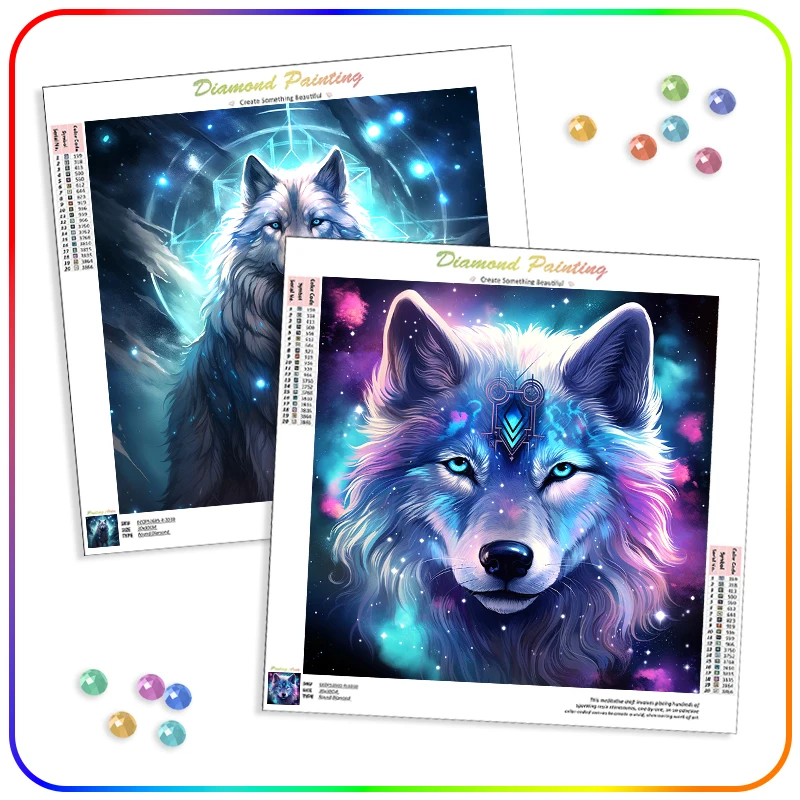 

SDOYUNO 5D Diamond Painting Blue Purple Wolf Animals Full Round Drill Crystal Original Gifts Handwork Cartoon Picture Home Decor