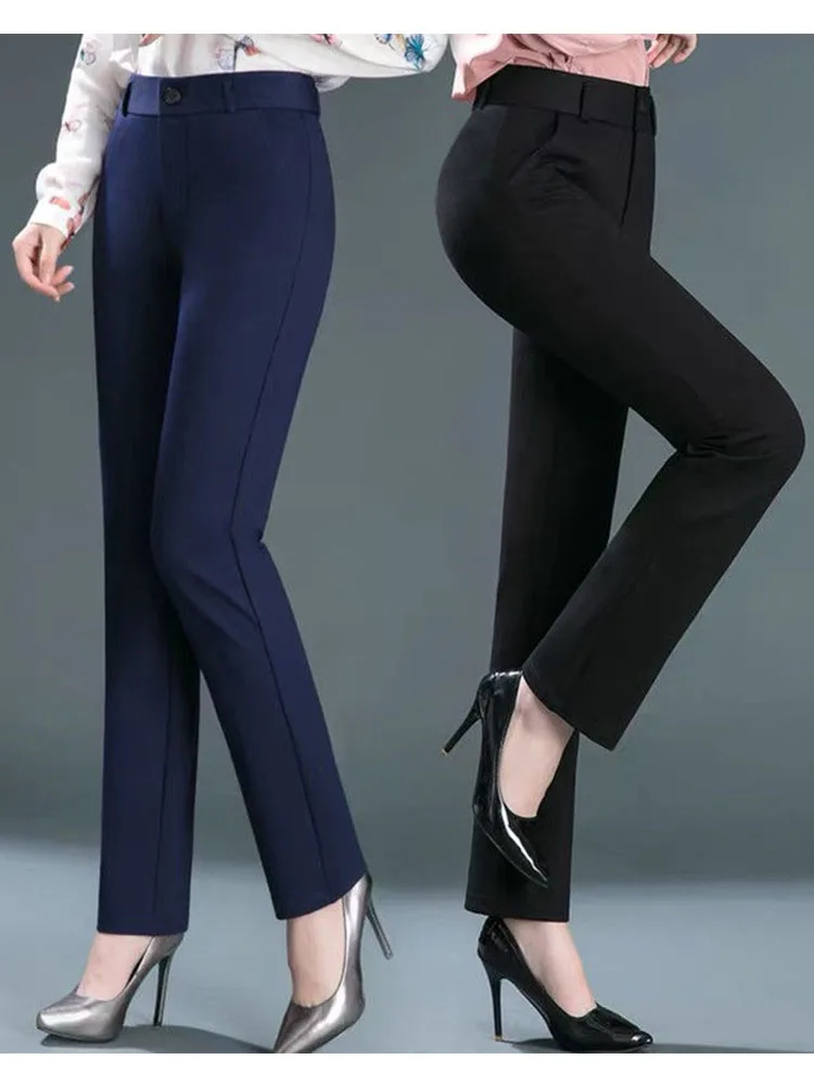 Office Lady Solid Slim Pencil Suits Pants Spring Autumn New Korean Fashion All-match Women High Waist Casual Straight Trousers