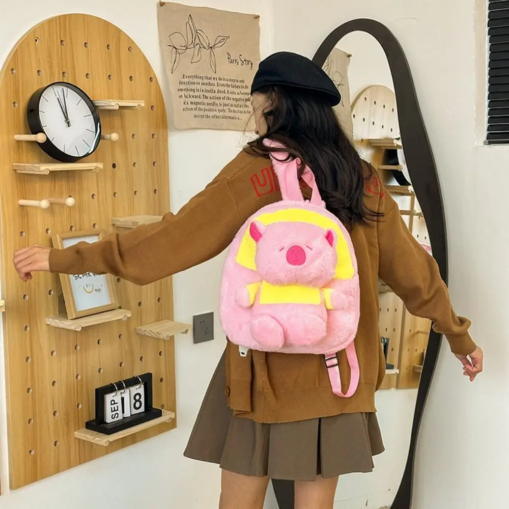 

Lovely Kawaii Capybara Plush Backpack Korean Style Brown Students Book Bag Casual Large Capacity Shoulder Bag Travel