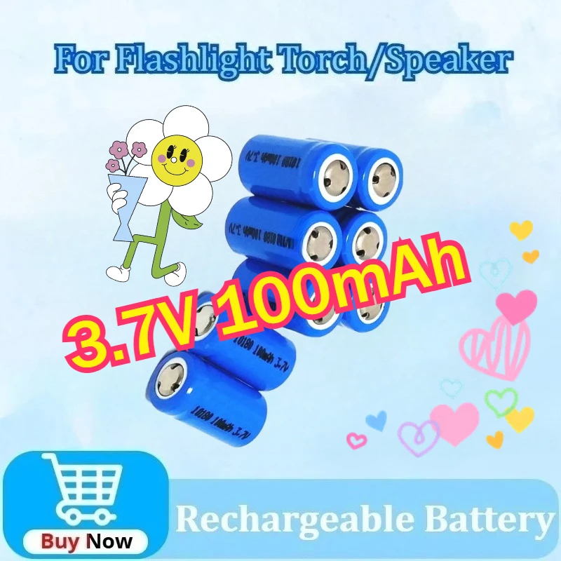 

10180 3.7V 100mAh 2-20pcs High-Capacity Replacement for Mini UC02 LED Flashlight Torch and Speaker Rechargeable Li-ion Battery