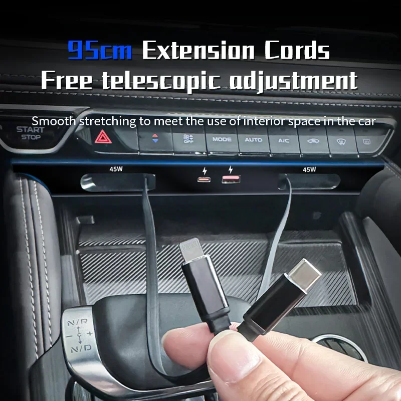 2021-2025 For Geely Monjaro Car Fast Charger Docking Station 130W Cigarette Lighter Splitter USB Converter