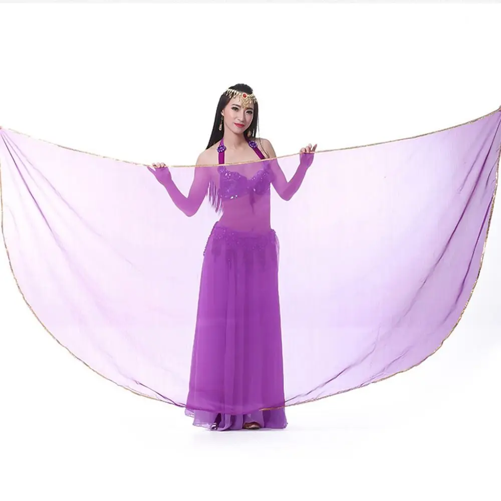 Moda luz véus de dança do ventre chiffon longo latino dança do ventre xales feminino cachecol seda desempenho xale mostrar trajes