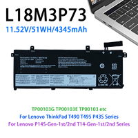New L18M3P73 51Wh Laptop Battery for Lenovo ThinkPad T490 T495 P43s 02DL007 SB10T83122 5B10W1 L18L3P73 L18C3P72 L18M3P72
