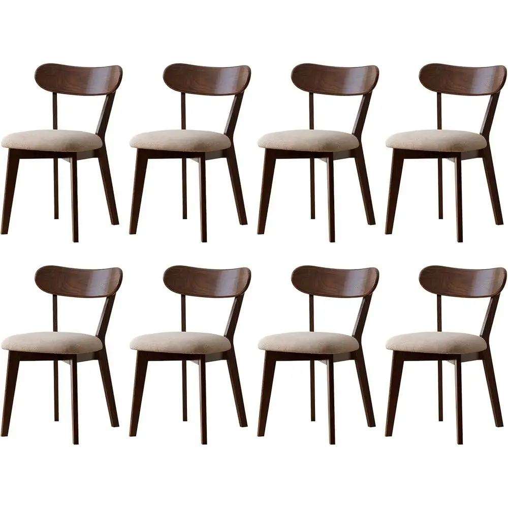 

8-Piece Walnut Dining Chair Set, Heavy-Duty 400 lbs, Classic Style for Restaurant, Office, and Home, Solid Oak with Cushioned Se