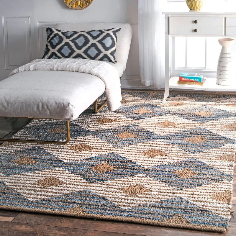 

Rug Natural Marla Denim Jute Braided Diamond Handwork Carpet Area Loom Rug