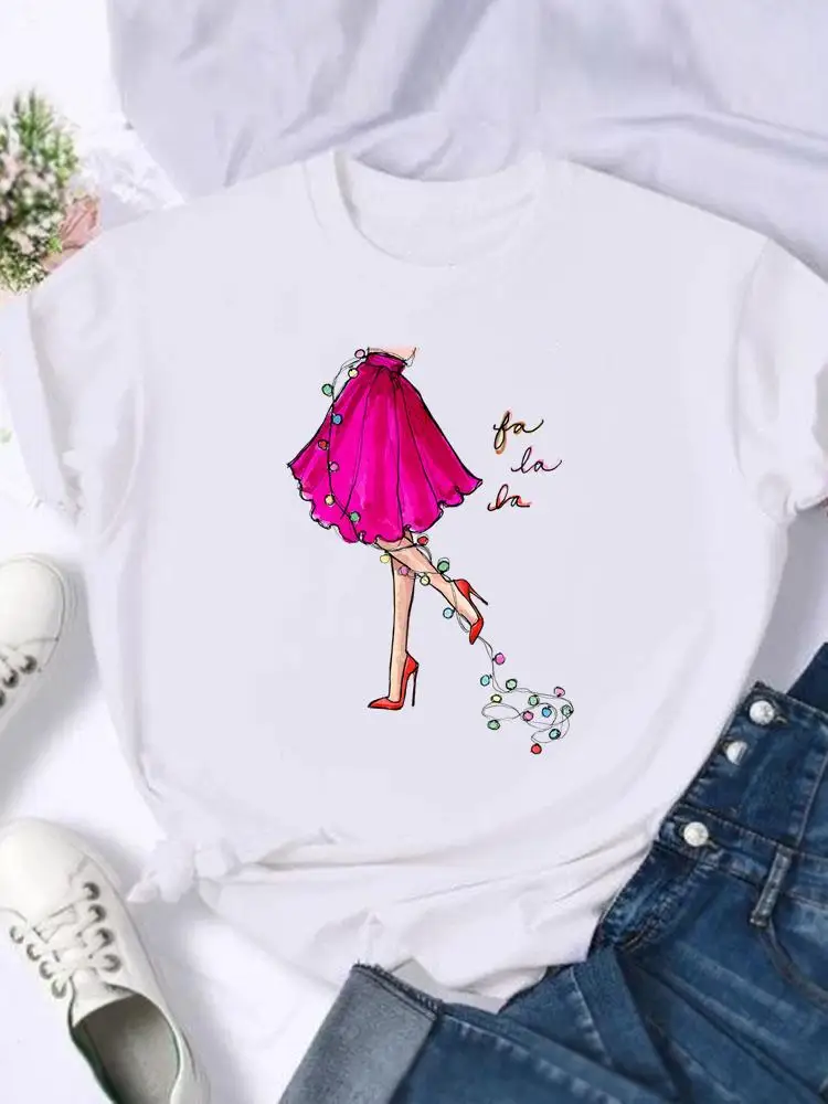 تي شيرت نسائي مطبوع جميل 90s ، عيد ميلاد سعيد ، العام الجديد ، العطلة ، تي شيرت برسومات ، قميص نسائي ، موضة الملابس ، الموضة ، #2