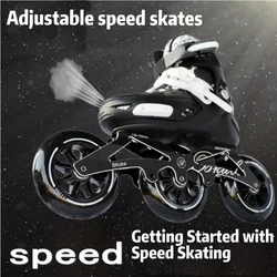 Adult children's professional beginner speed skates Dual purpose roller skates Racing Ice skate Adjustable size big three wheels