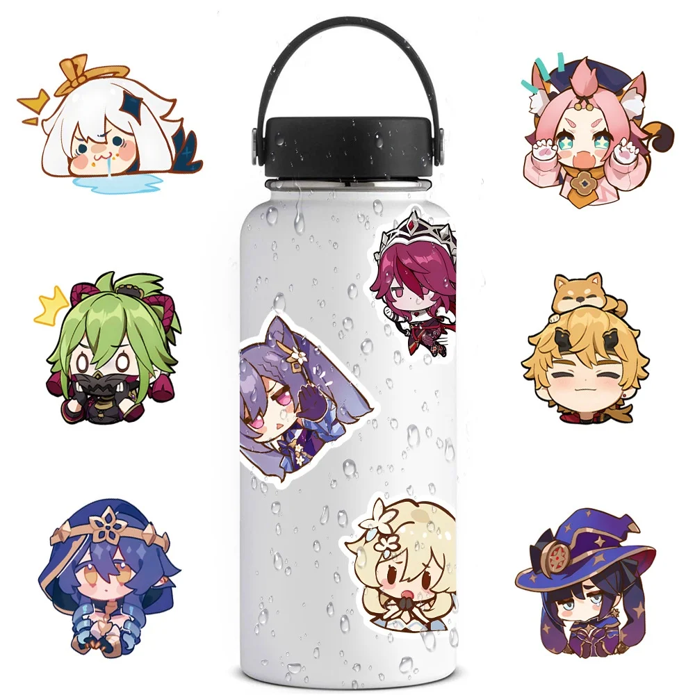 50 Stück Anime Kawaii Genshin Impact Aufkleber für Laptop, Koffer, Schreibwaren, Helm, Aufkleber