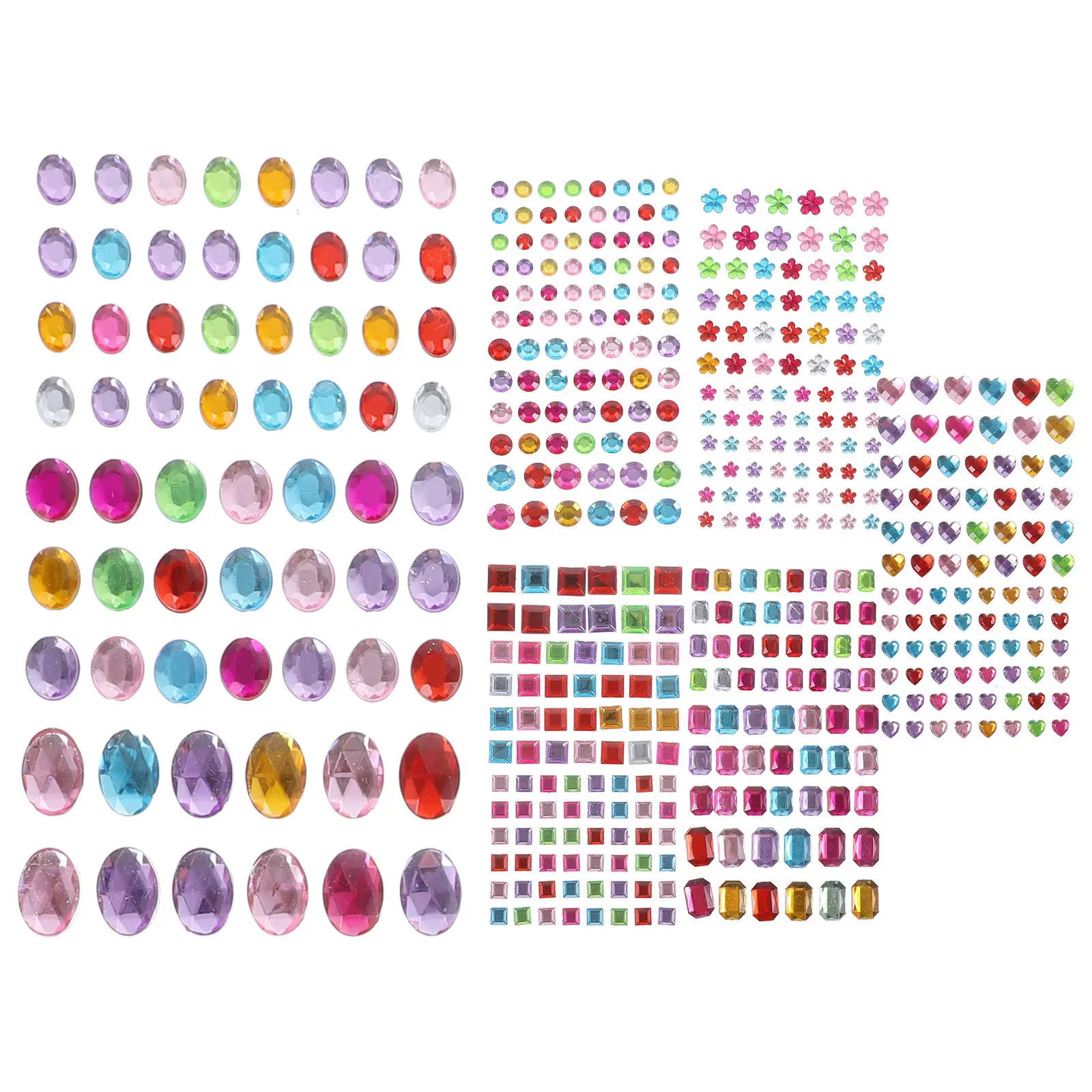 12Sheets Acrylic Rhinestone Stickers Easy Apply Sparkly Face Gems for Makeup Eyes Festival Nail Art Crafts Phone Shell Paper