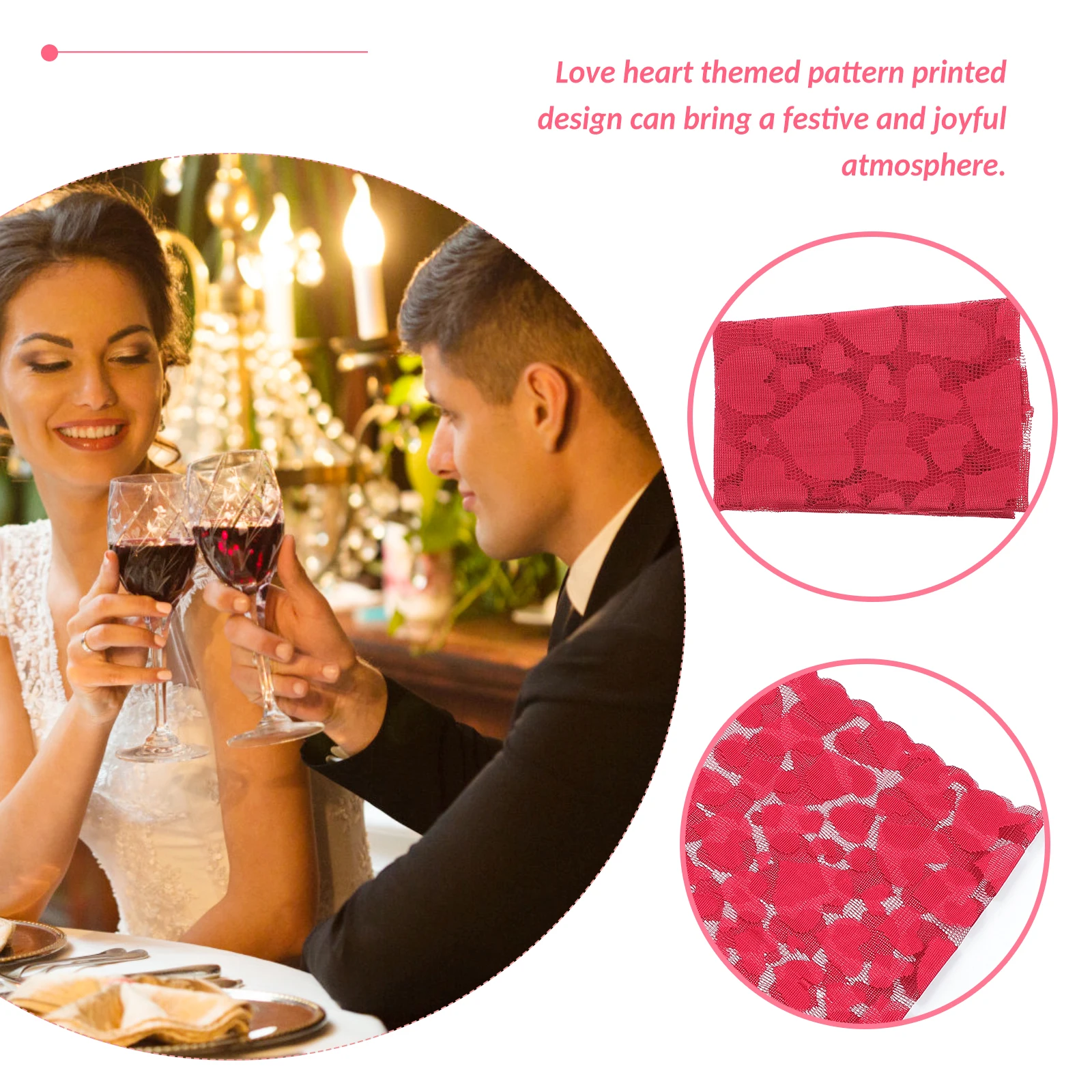 

Love Heart Table Runner Valentine'S Day Festival Decorative Tablecloth For Home Hotel Party Stain Resistant Long Lasting