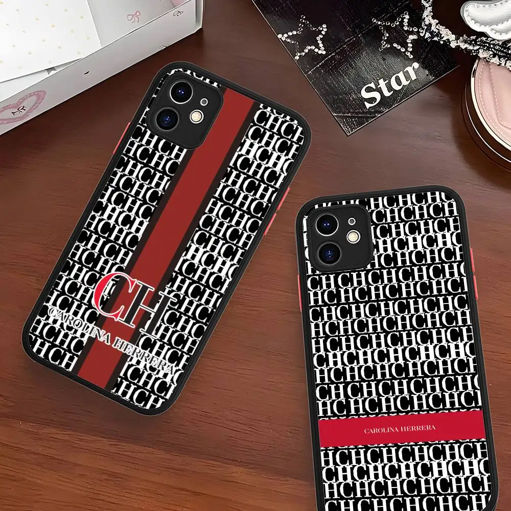 Funda Protectora Mate de Lujo CH Caro-linAS LOOG para iPhone 16 15 14 13 12 11 Pro Max X XS MAX