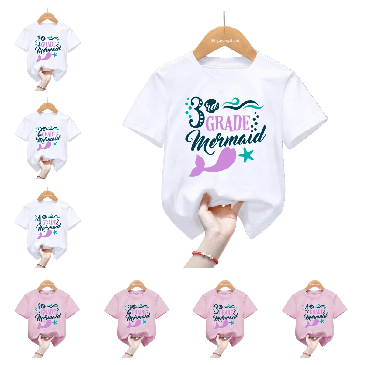 

Funny Mermaid 1-5th Grade T Shirt Boys Girls Birthday Gift T-Shirt Harajuku Cute Kids Clothes Short Sleeve T-Shirts Top