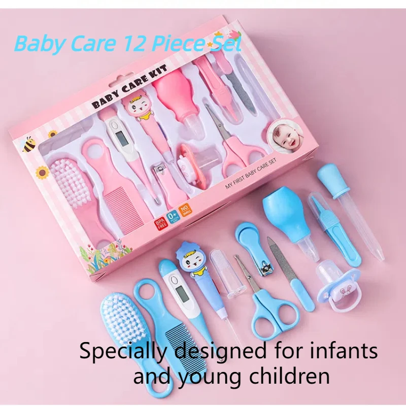 12 Piece Baby Care Set, Baby Medication Care Set, Baby Comb, Brush, Nail Clipper Set, Food Grade Safe, Non-toxic, Easy to Clean