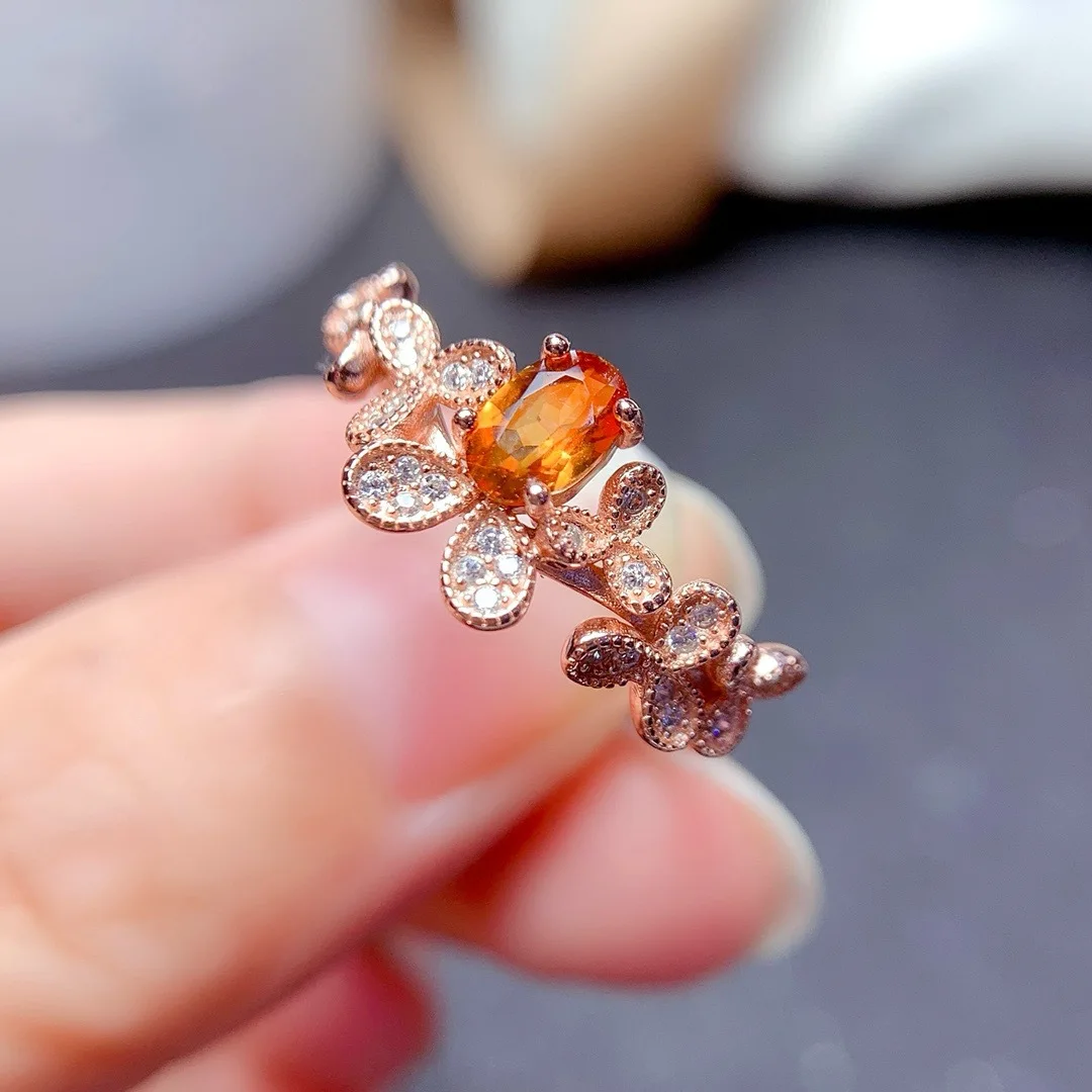 

Кольцо из чистого серебра 925 пробы с натуральным цитрином, японская и корейская мода, нишевый стиль, овальное кольцо 4*6 мм, пустой комплект, оптовая продажа