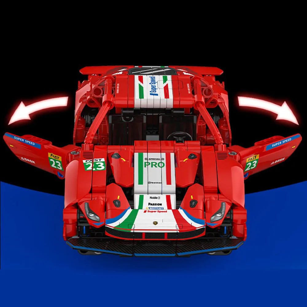 

Technical 1:18 Scale Italia Horse Super Sport Car Brick 488 Pista Building Block Model Racing Vehicle Supercar Toys For Gifts