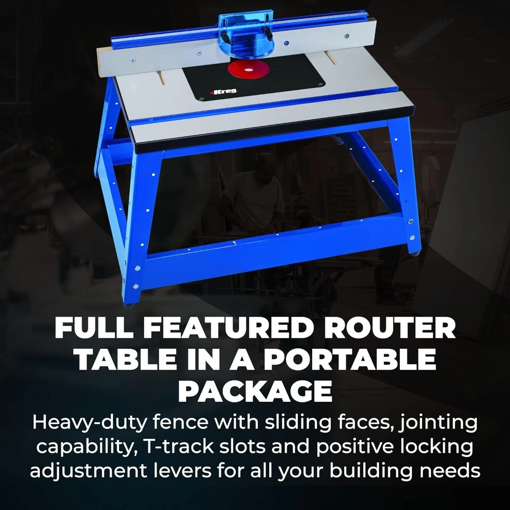 PRS2100 Bench Top Router Table Premium Carpentry Tools: The 16-inch tall routing table and standard insert plate support