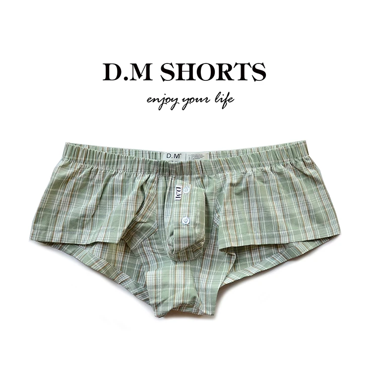 Underwear Gay Men Low Waist Sexy Plaid Home Pants Fashion Boxers Button Letters Breathable Loose Boxers