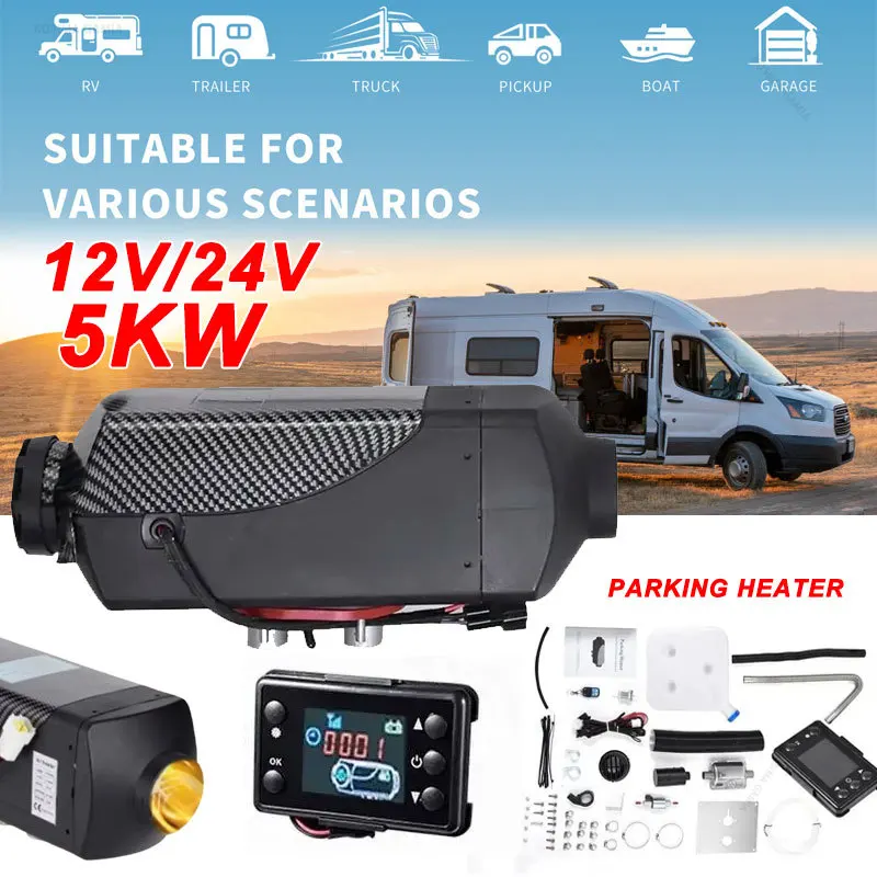 5KW 12V/24V Car Diesel Air Heater Diesel Parking Heater Auto Fuel-operated Heater Remote Control Air Parking Heater for Truck