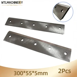 2Pcs Wood Chipper Blade 300x55x5mm Garden Chippers Wood Shredder Machinery Cutting Tools Hole Pitch:65mm