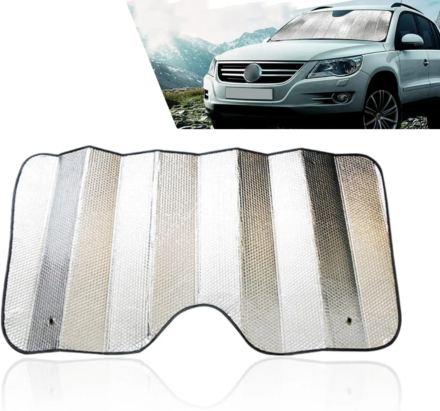 

1 PC Car Front Windshield Sun Cover, 55.1" x 27.5" Thickened Double-Sided Bubble Insulation Cooling Protection, Suction Cup Inst