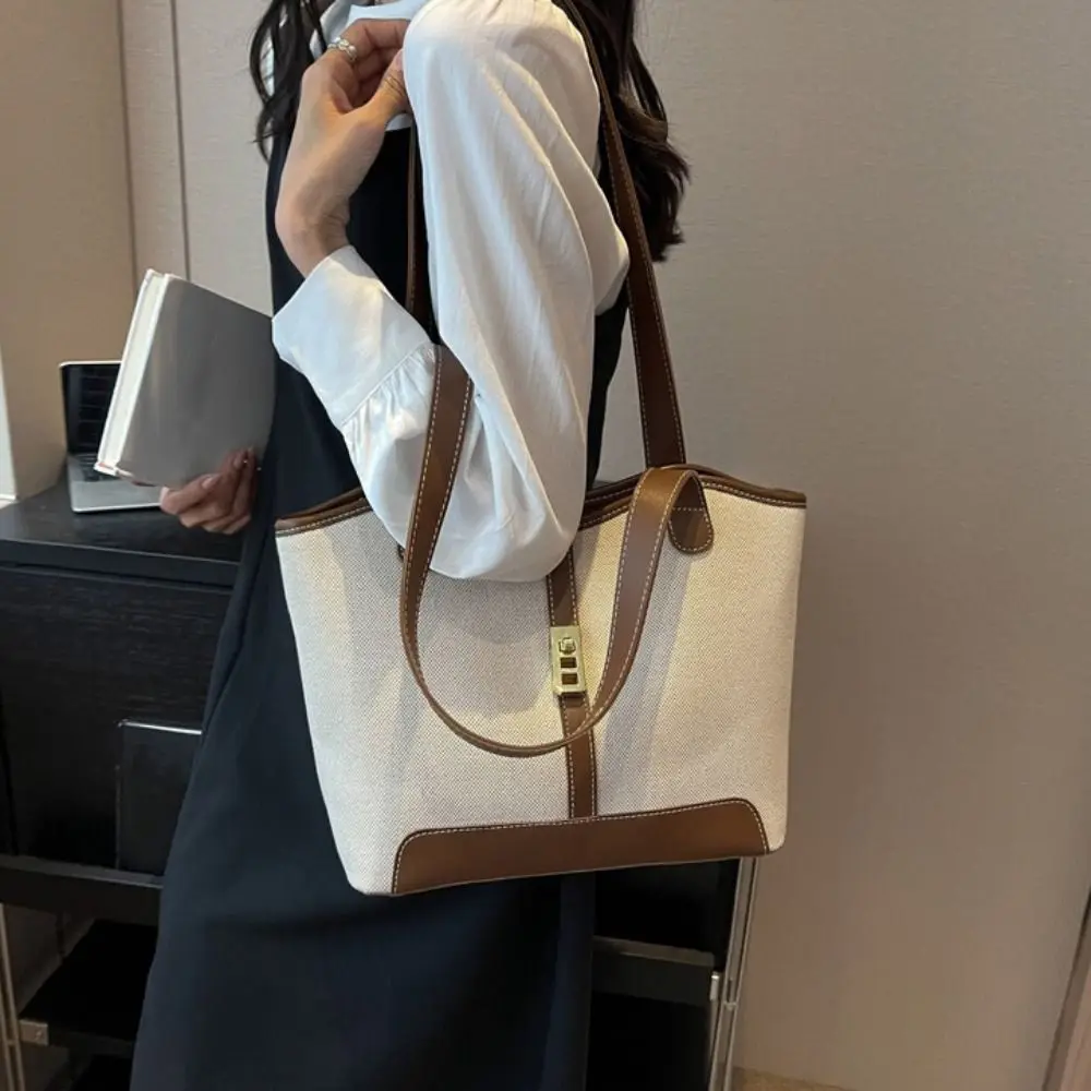 

Multifunctional Color Collision Crossbody Bag Large Capacity Lock Buckle Shoulder Bag Minimalist Style Women Handbag Work