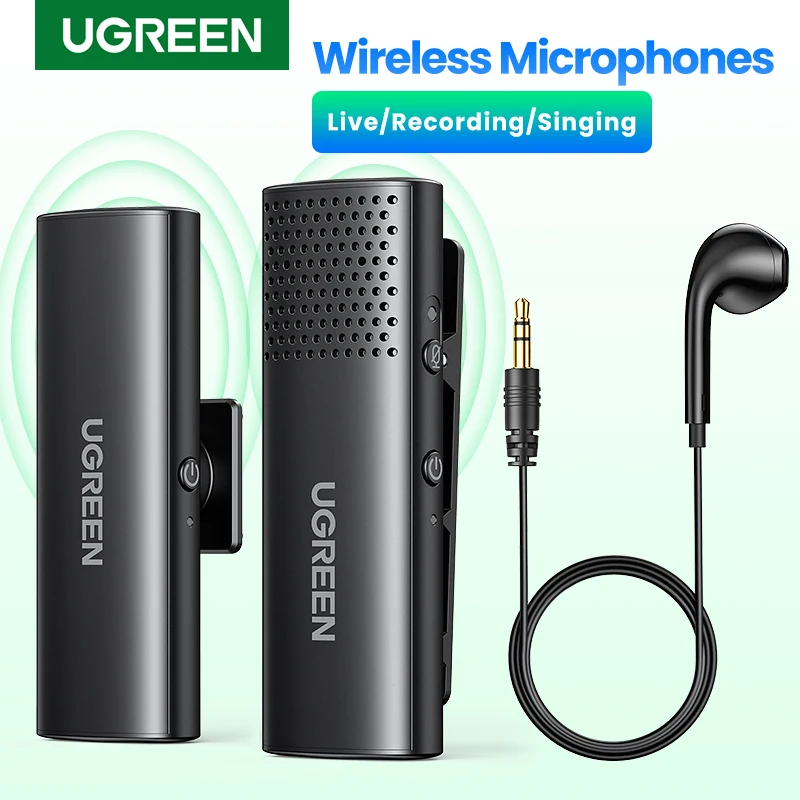 

UGREEN Wireless Microphone Lavalier Omni Condenser Mic Noise Reduction Bluetooth Mic for Camera Video Recording Live Stream Vlog