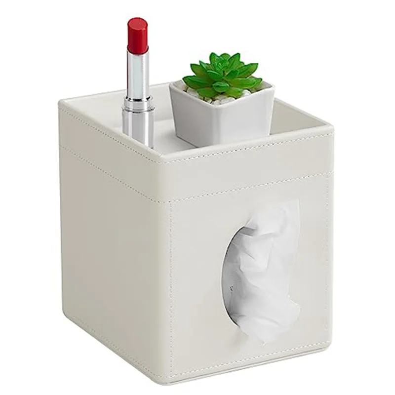 BB-1 PCS ティッシュボックスカバー PUレザーティッシュボックス ティッシュホルダー 装飾オーガナイザー (ブラウン)