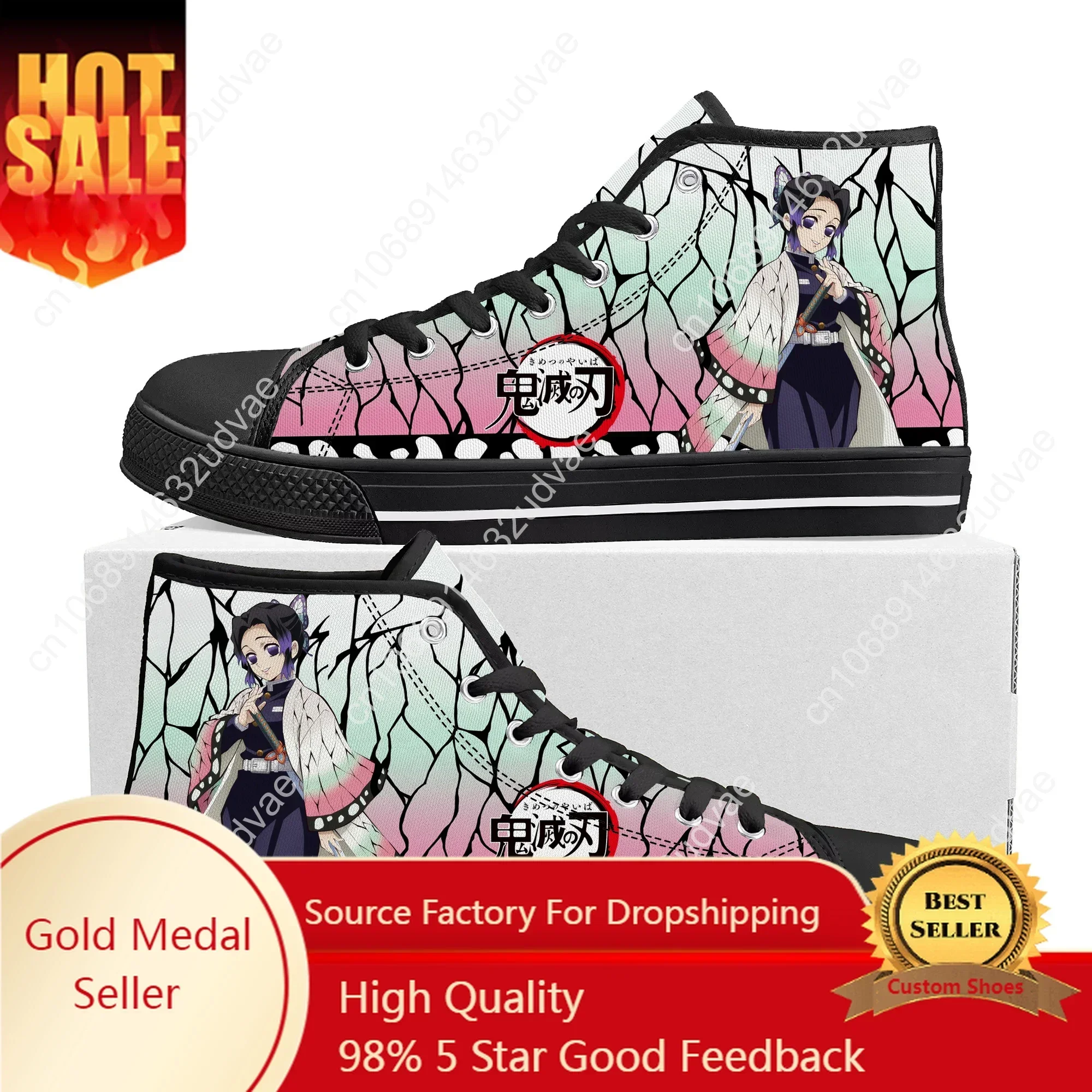 

Anime Cartoon Insect Pillar Bug Shinobu Kocho High Top Sneakers Mens Womens Teenager Canvas Sneaker Couple Shoes Custom Shoe