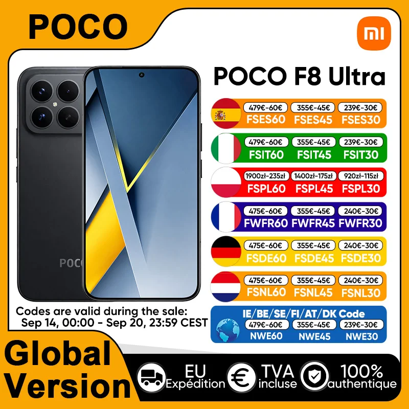 POCO F8 Ultra Globale Version 5G Smartphone Snapdragon ®   8 Elite Gen 5 6,9-Zoll AMOLED-Display mit Augenschutzfunktion, 6500 mAh, 100 W HyperCharge, NFC, IP68