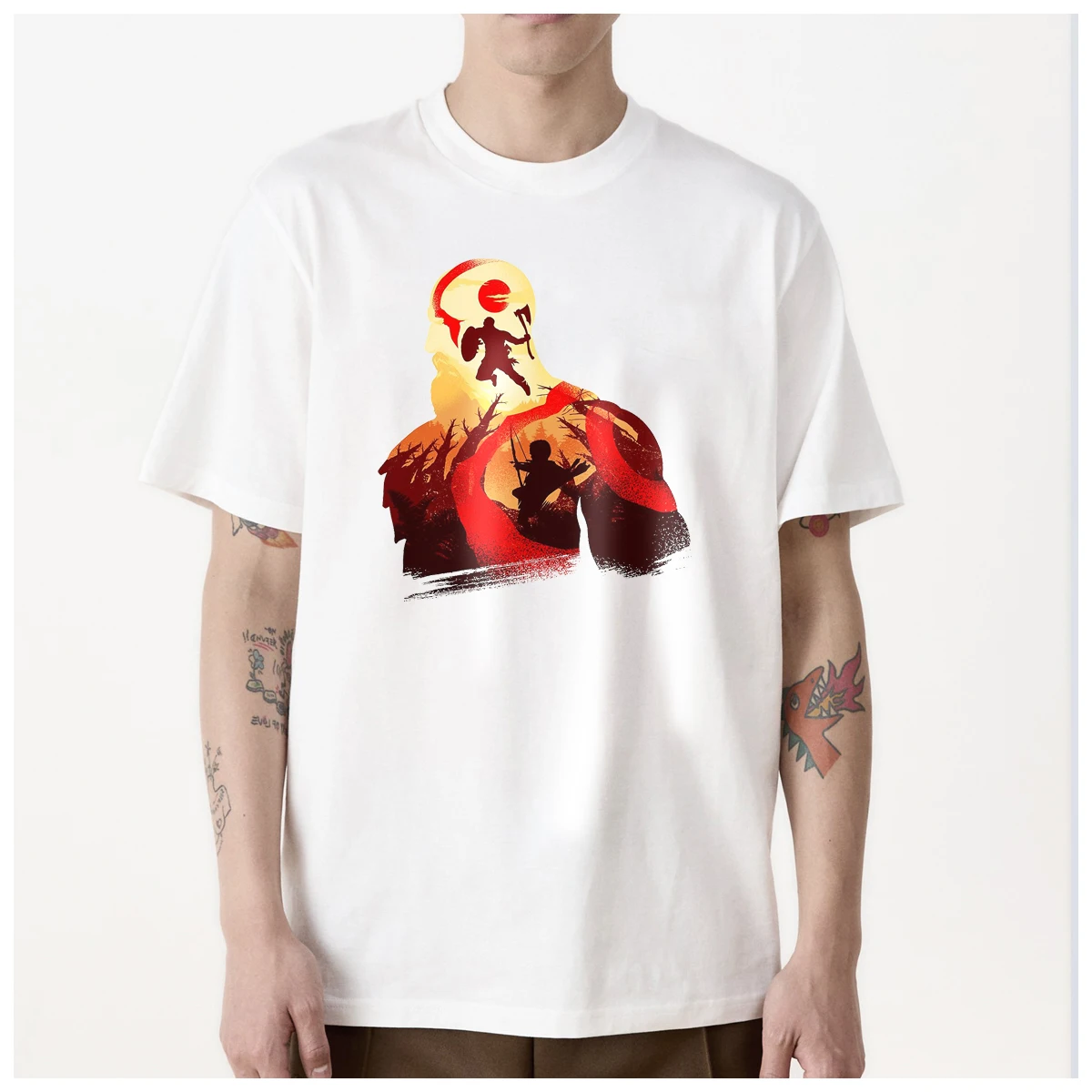 Game God of War PS Santa Monica Fight Kratos cool t shirt men Women Fashion 100% Cotton summer casual Streetwear Unisex O-NECK