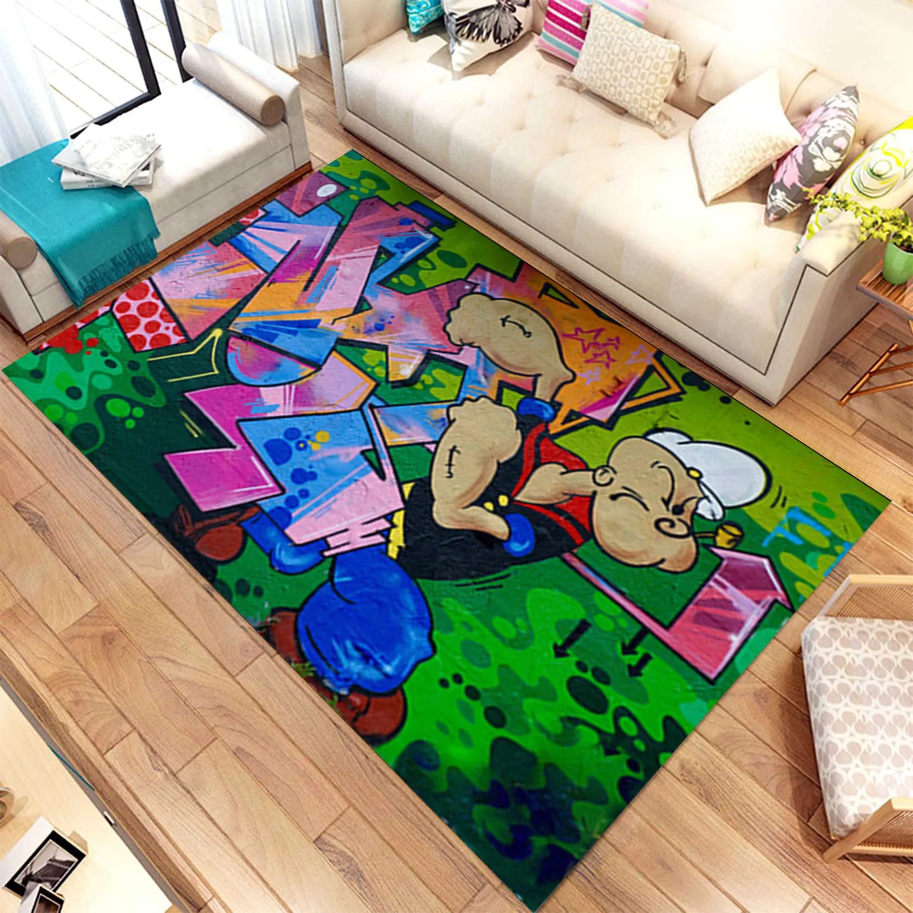 Cartoon Rug For Living Room, Fan , Area Rug, Popular Rug, Personalized Gift, popeye Themed Rug, Home Decor,Rug, msmd34