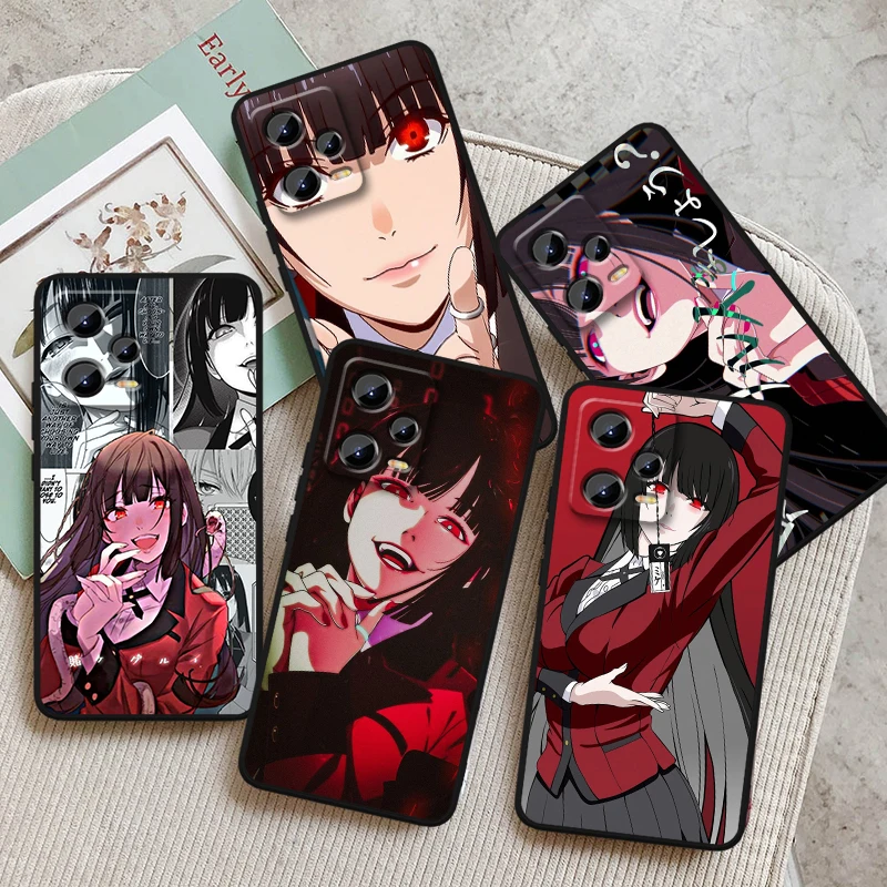 J-Jabami Y-Yumeko Kakeguruis For Xiaomi Redmi Note 13 12R 12 12S Turbo 11 11T 11S 10 10S Pro Plus 5G Black Soft Phone Case