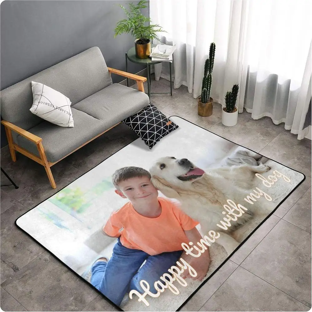 Custom Rug Personalized Area Carpet with Your Logo Image Text Photo, Anti Slip Washable Door Mat Decorative or Bedroom Living Ro - view 5