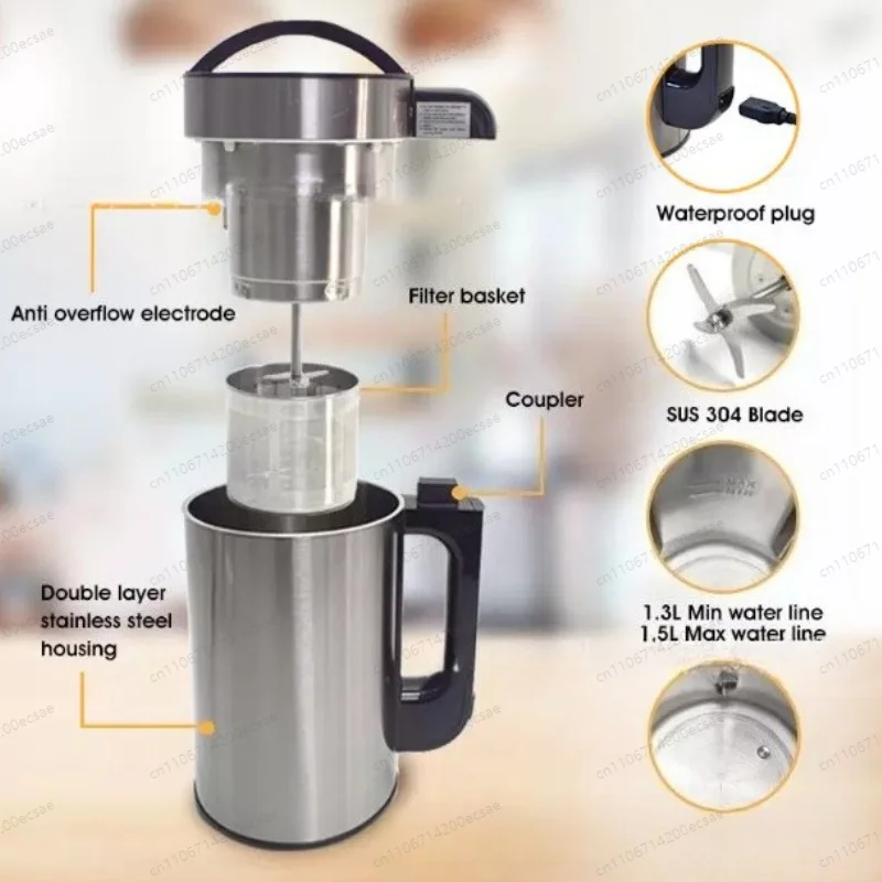 Multifunctional Nut Milk Maker with Filter Automatic Almond Soymilk Maker, Mixer with Self-Cleaning Function