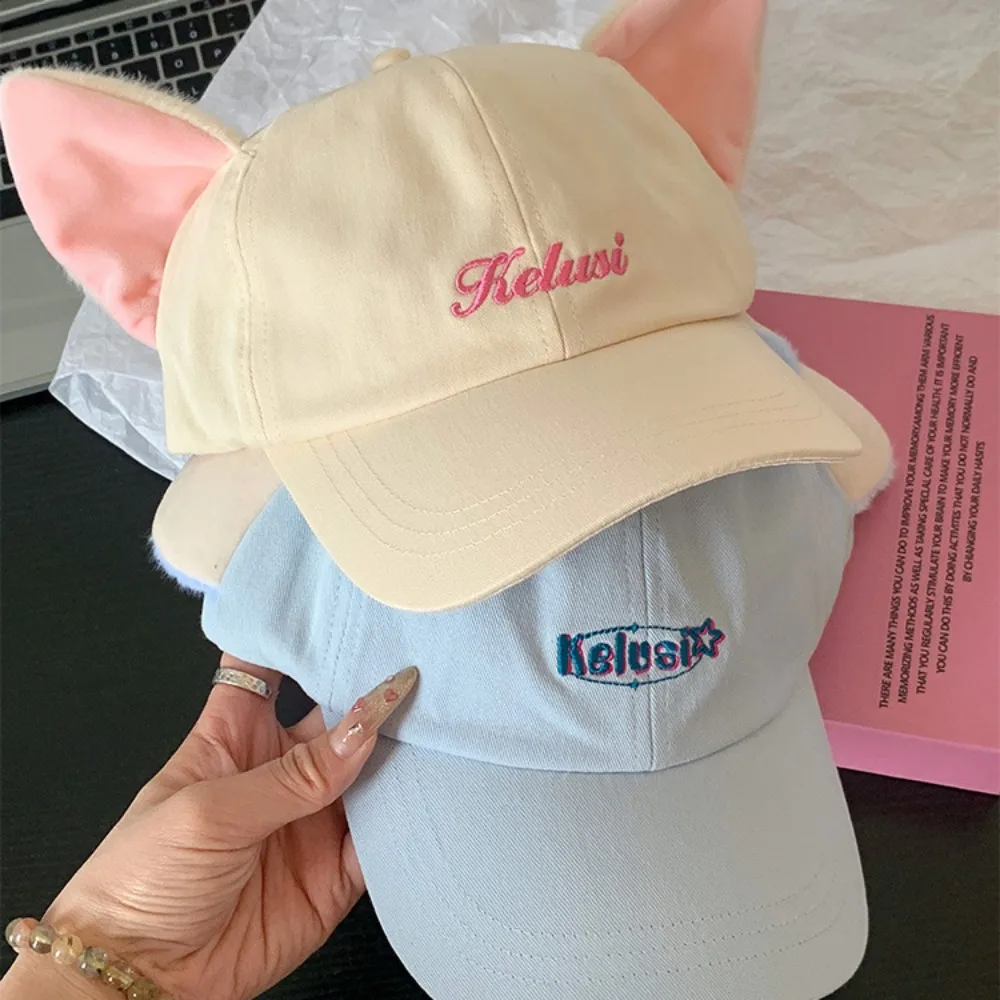 

Cute Elephant Hat with Ears Nose Plush Peaked Kitty Baseball Cap Cartoon Bowknot Lop Ear Rabbit Hat Streetwear