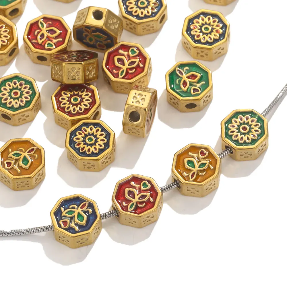 

3pcs/lot Stainless Steel Flower Flat Round Spacer Beads For Jewelry Making DIY Bracelet Necklace Jewelry Findings Supplies Parts