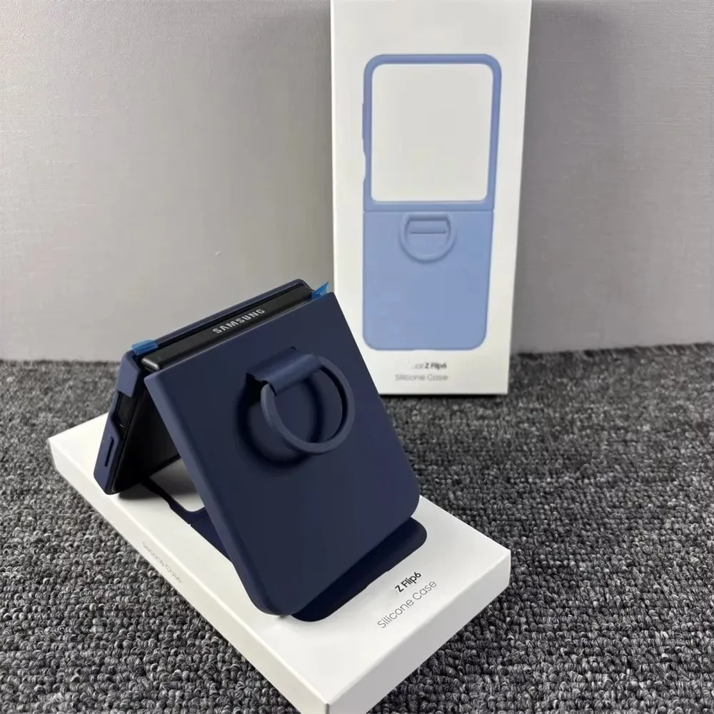 

Original Liquid Silicone Ring Holder Case For Samsung Galaxy Z Flip 6 5G SM-F741U Foldable Full Protection Fashion Cover & Box