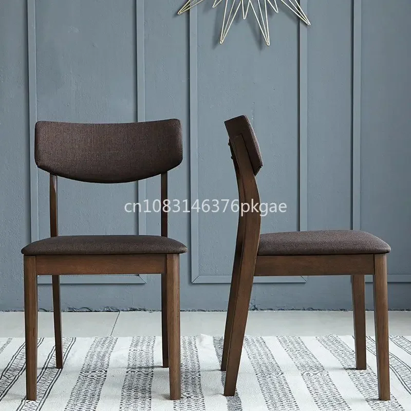 Imported Solid Wood  Walnut Color Simple Dining Chair Small Household Dining Table and Chair Furniture