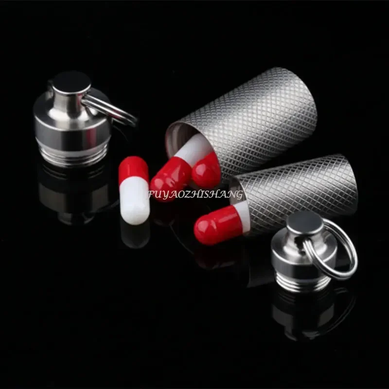 Portable Mini Titanium Alloy Sealed Capsule Waterproof Pill Box Camping Firstaid Pendant EDC Medicine Tablet Container Organizer