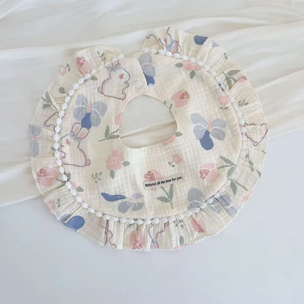 Zachte voeding baby katoenen slabbetjes prinses bloemen baby kwijlen slabbetjes kant ronde hals speeksel handdoek doeken baby
