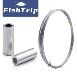 FishTrip 10m Fishing Leaders 5LB~50LB Stainless Steel Wire Fishing Leaders with 20pcs crimp sleeves Without Swivel