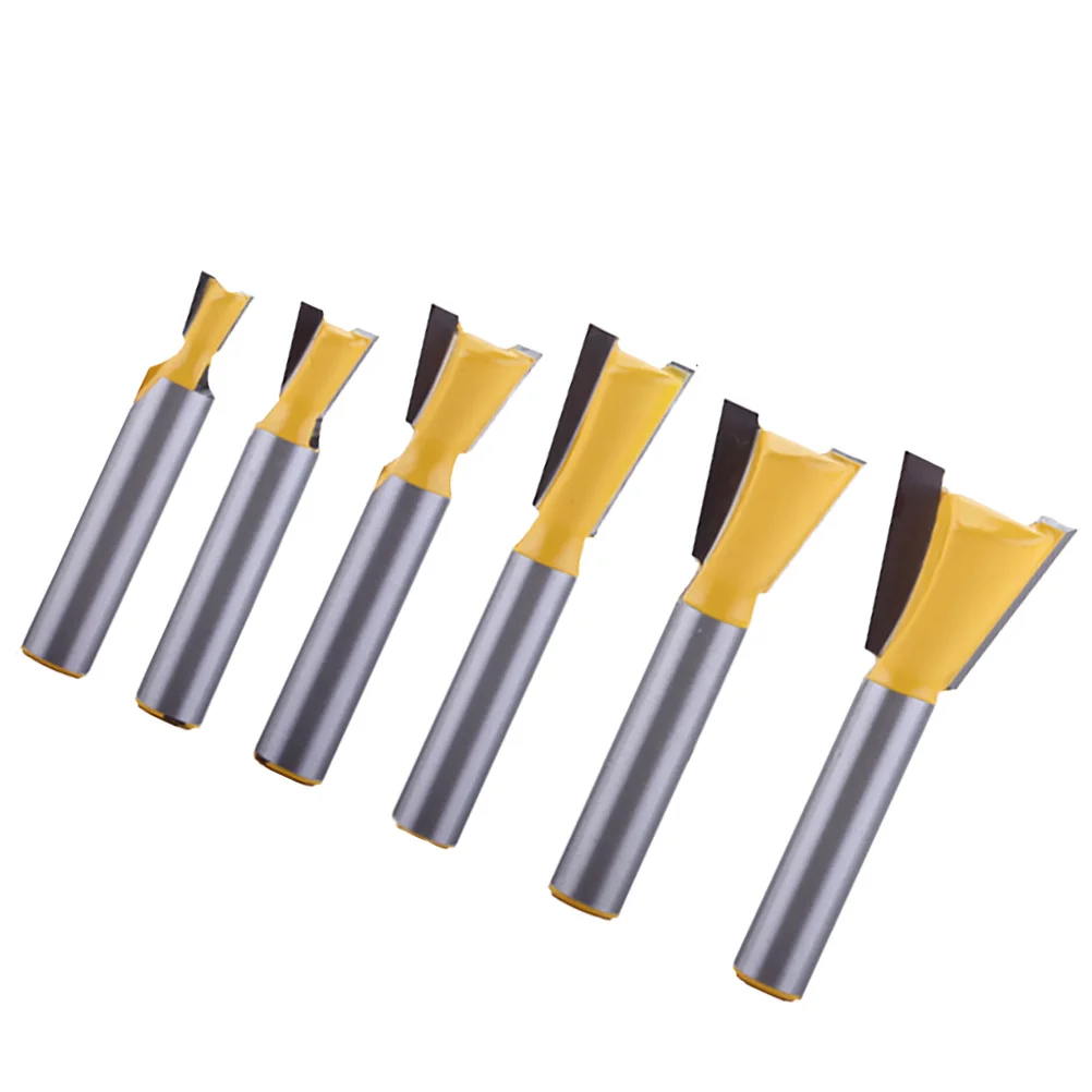 6pcs 8Mm Dovetail Cutter Hard Wear-Resistant Smooth Cutting No Burr Chisel Edge For Solid Wood Gluing Planing Density Board Wood